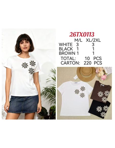 Camiseta apliques florales