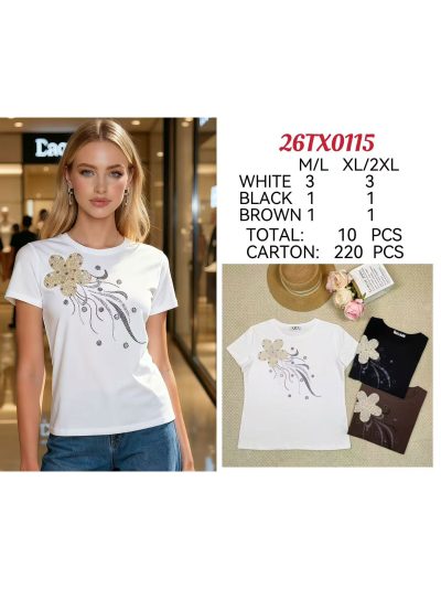 T-shirt à fleurs à paillettes et strass 2