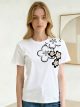 Besticktes Blumen-T-Shirt