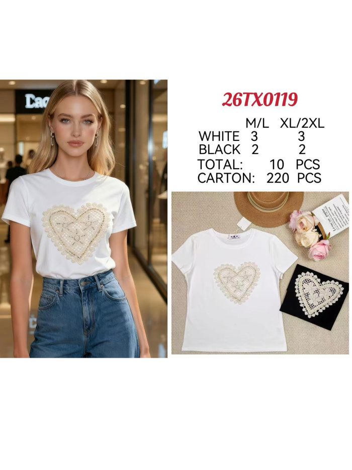 Camiseta corazón de encaje
