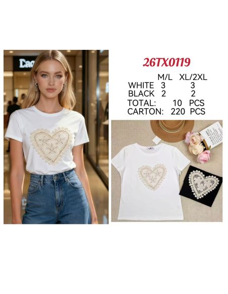Camiseta corazón de encaje
