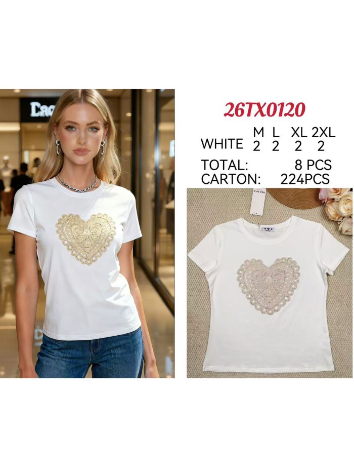 T-Shirt mit gesticktem Glitzerherz