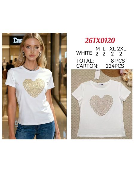 T-Shirt mit gesticktem Glitzerherz