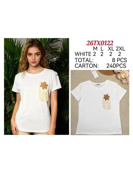 Camiseta parche estrella y flecos