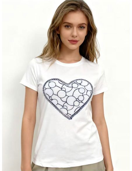 Camiseta corazón bordado bicolor