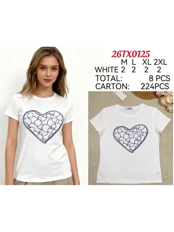 Camiseta corazón bordado bicolor
