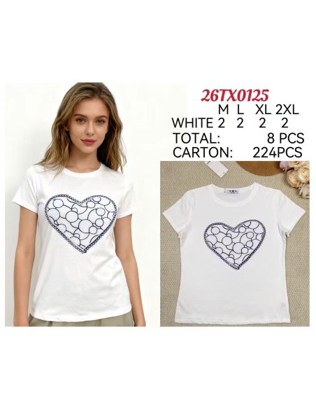 Camiseta corazón bordado bicolor