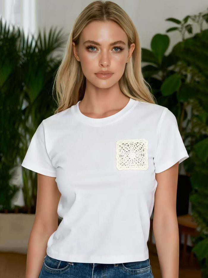 Camiseta bolsillo crochet