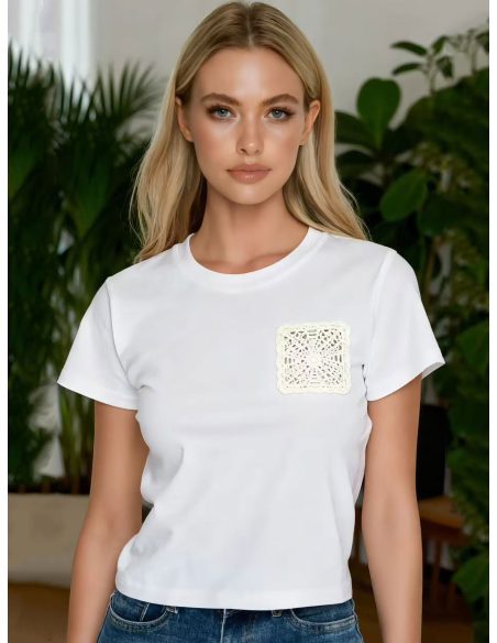 Camiseta bolsillo crochet