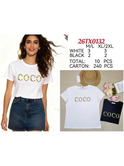T-shirt à motif floral noix de coco 2