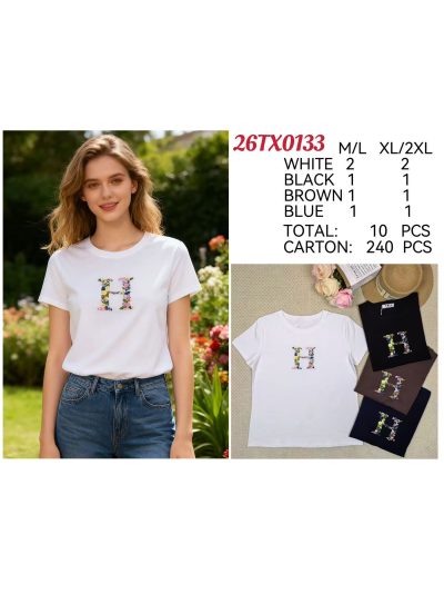 Camiseta letra h floral 2