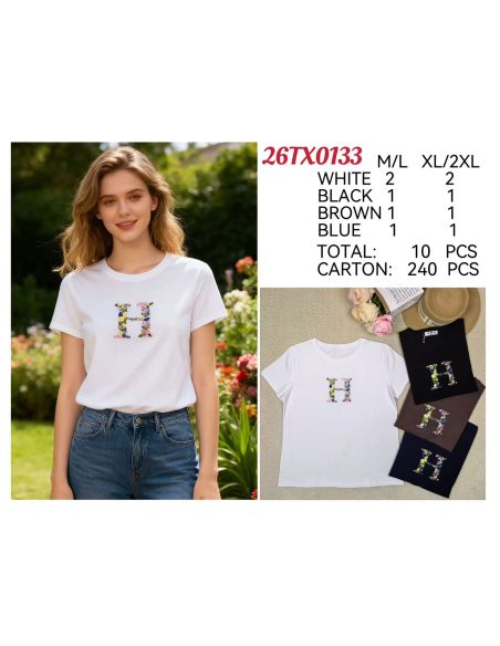 Camiseta letra h floral