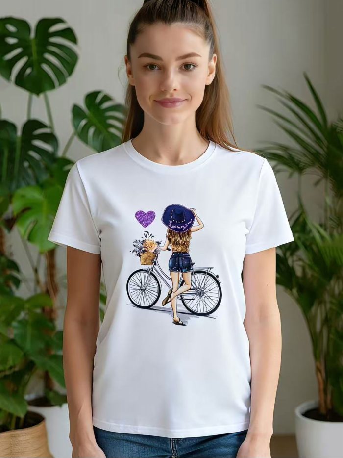 Maglietta da bambina in bicicletta