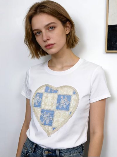 Camiseta corazón patchwork
