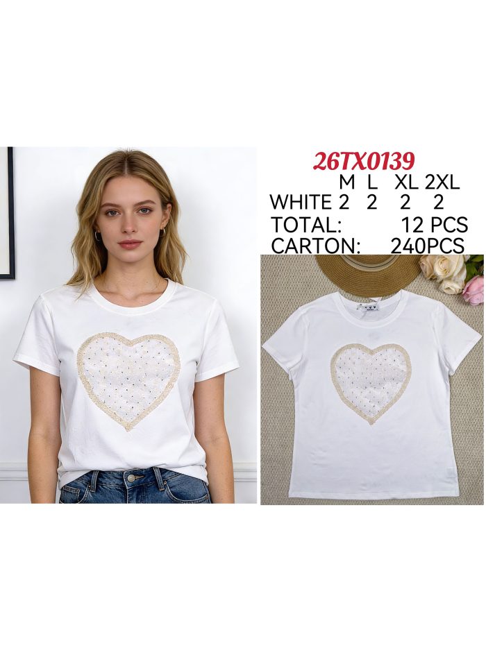 T-shirt cœur strass