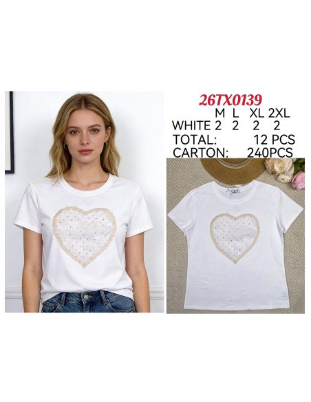 T-shirt cœur strass