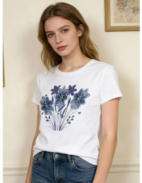 Maglietta floreale blu