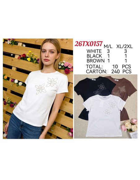 T-Shirt mit Blumenapplikation