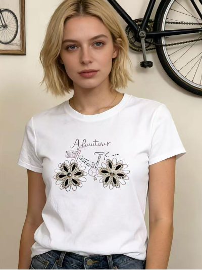 Camiseta flores bordadas