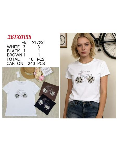 Besticktes Blumen-T-Shirt