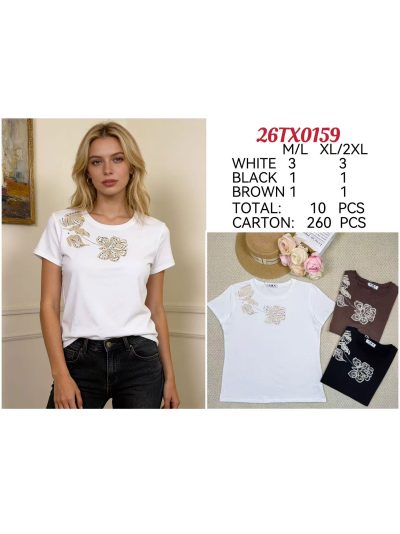 Camiseta bordado floral en hombro 2