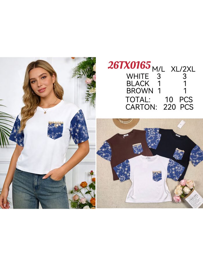 T-Shirt mit bedruckten Ärmeln