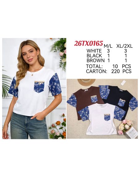 T-Shirt mit bedruckten Ärmeln