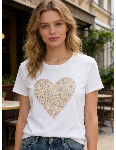 Paillettenherz-T-Shirt