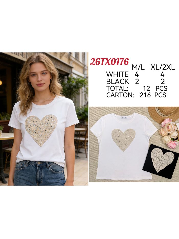 Paillettenherz-T-Shirt