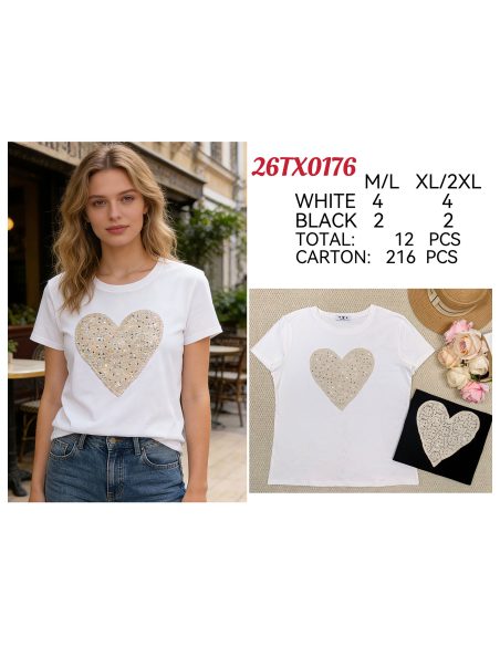 Paillettenherz-T-Shirt