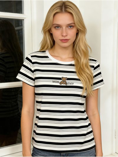 Camiseta rayas oso strass