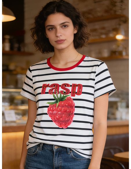 Camiseta rayas frambuesa