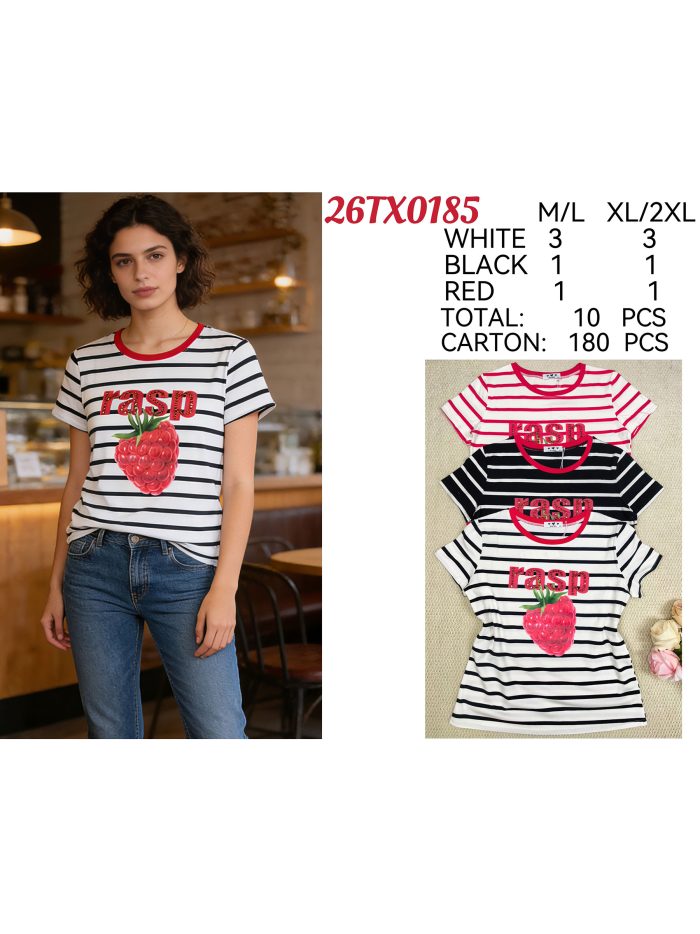 Camiseta rayas frambuesa