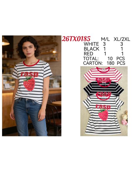 Camiseta rayas frambuesa