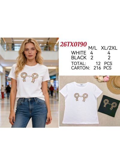 Camiseta lazo bordado pedrería 2