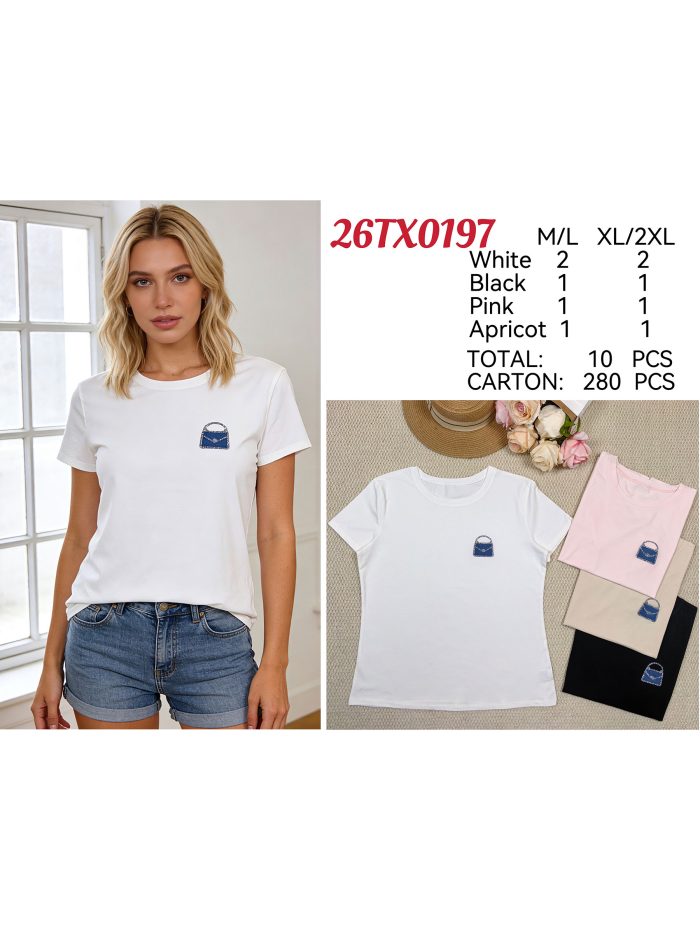 Camiseta parche bolso strass