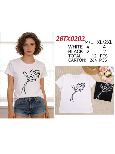 Abstract flower rhinestone t-shirt 2