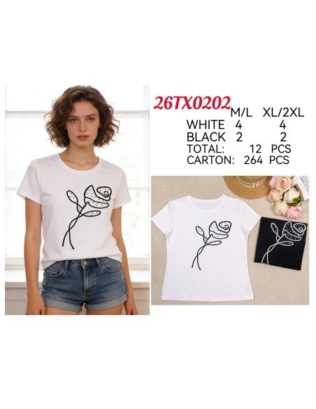 Maglietta con strass floreali astratti