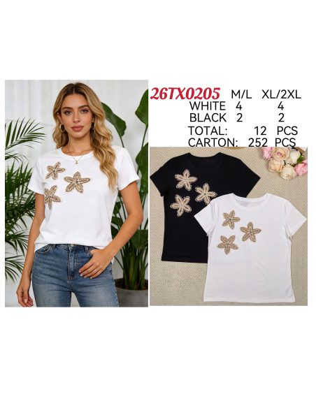 Camiseta flores bordadas