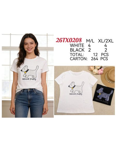 Camiseta hello puppy lentejuelas