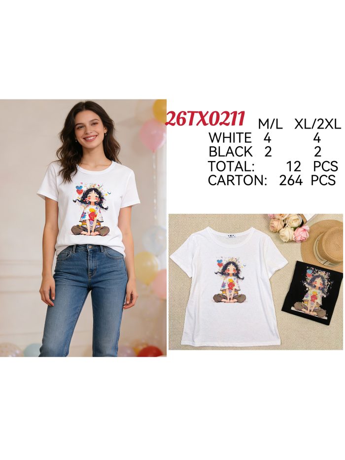 Camiseta ilustración niña colorida