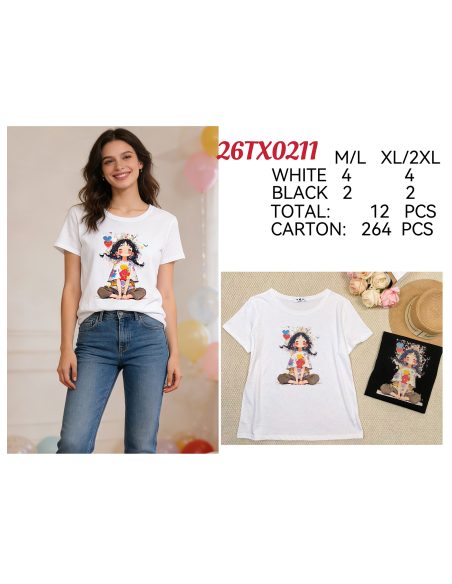 Camiseta ilustración niña colorida