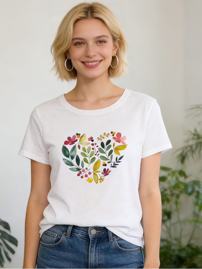 Camiseta corazón botánico