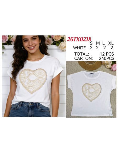 T-shirt cœur en dentelle