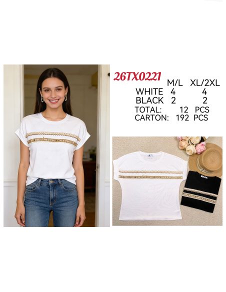 Camiseta banda bordada abalorios