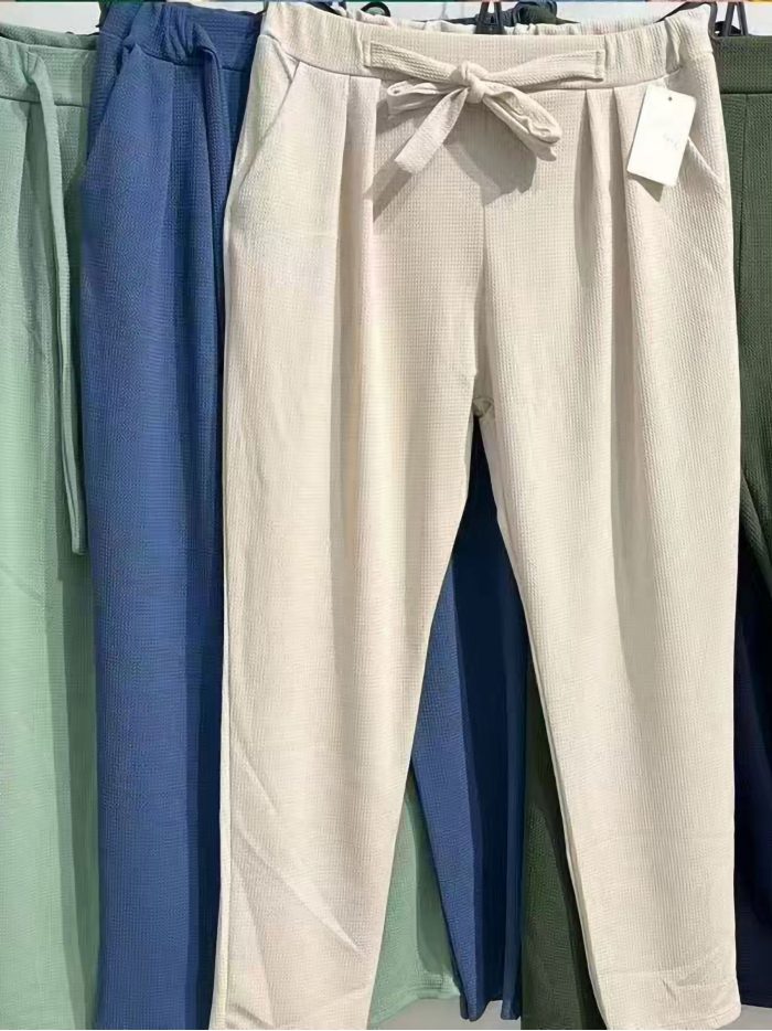 Pantalón talla grande lazada en cintura
