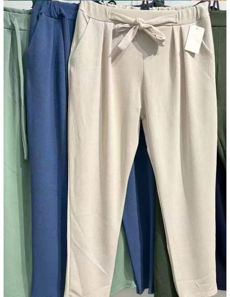 Pantalón talla grande lazada en cintura
