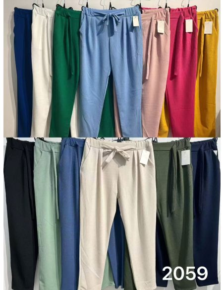 Pantalón talla grande lazada en cintura