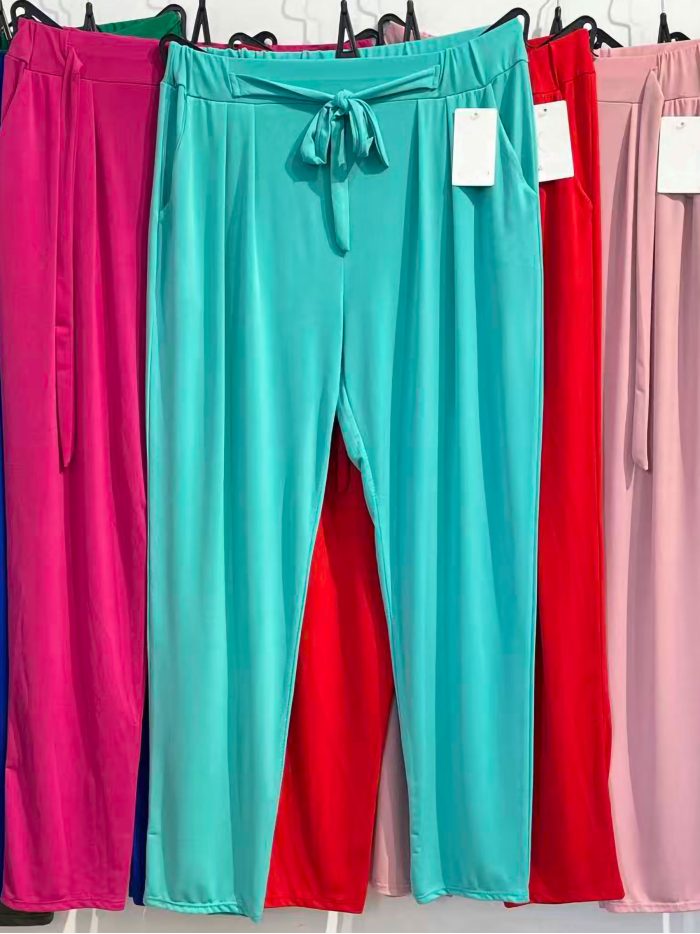 Pantalón lycra lazada en cintura talla grande