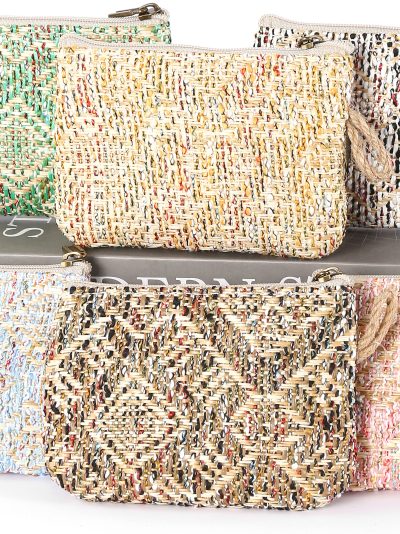Monedero efecto rafia multicolor cremallera
